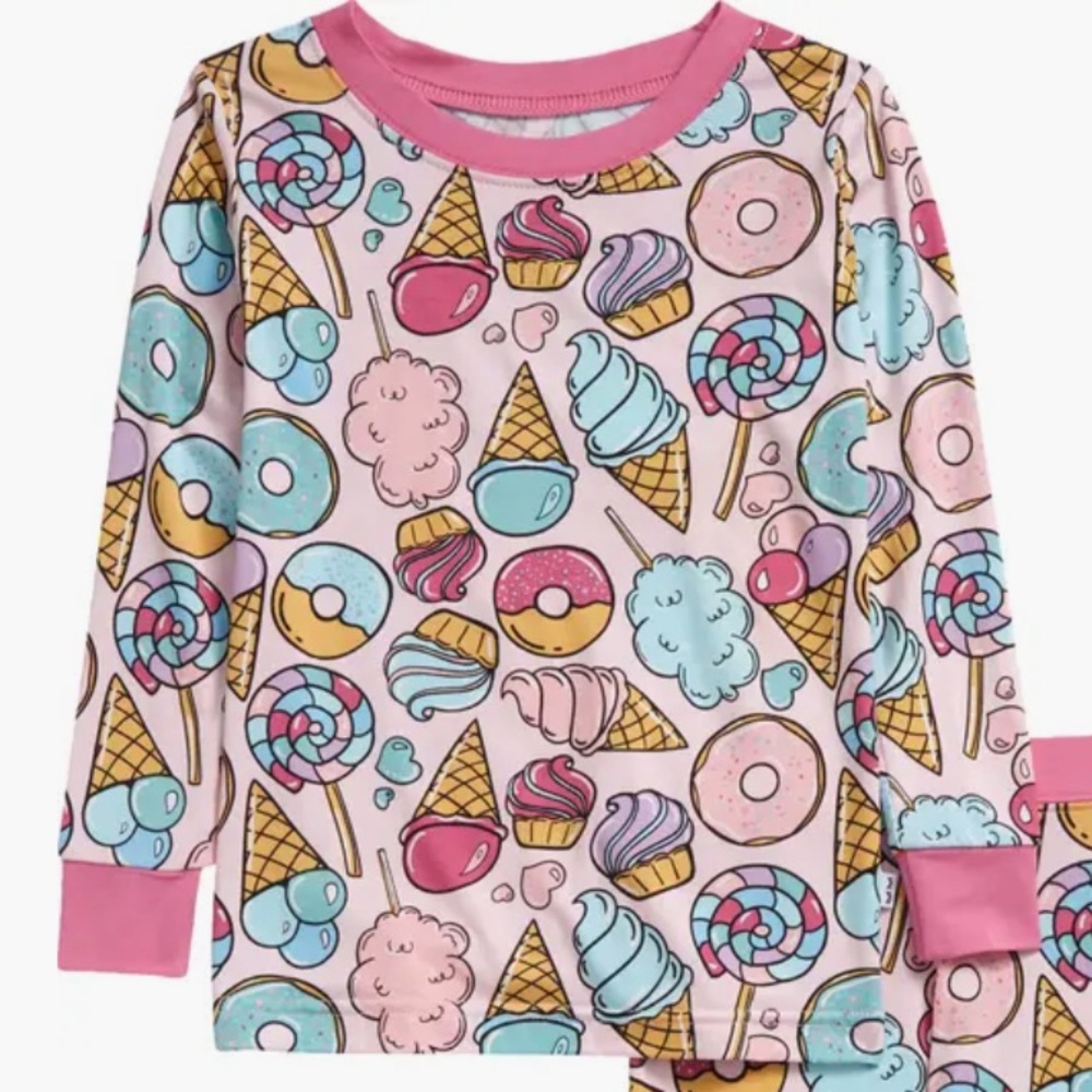 Little Sleepies Pink Sweet Treats Long Sleeve Pajama Top ONLY  Desserts Bamboo